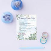 Niedlich Blue Elephant und Eucalyptus Baby Showgam Flyer (Einzeln)