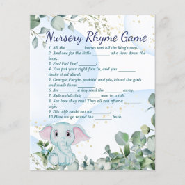 Niedlich Blue Elephant und Eucalyptus Baby Showgam Flyer