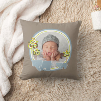 Niedlich Blue Elephants Forest Baby Boy Foto Kissen