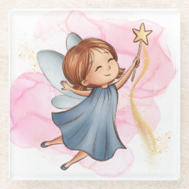 Niedlich Blue Fairy Holding Star Wand Glasuntersetzer