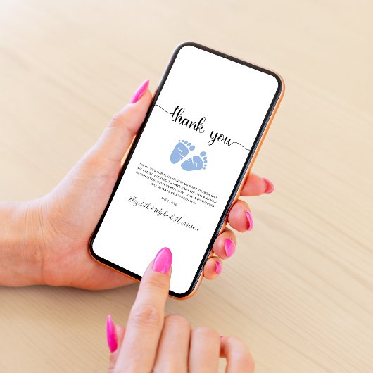 Niedlich Blue Feet Babydusche Danke Karte