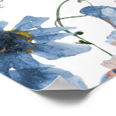 Niedlich Blue Floral Brautparty Welcome Sign Poste Poster (Ecke)