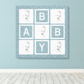 Niedlich Blue Floral Foto Grid Baby Boy oder Girl Leinwanddruck (Insitu (Holzboden))