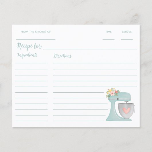 Niedlich Blue Floral Kitchen Stand Mixer Rezept (Vorderseite)