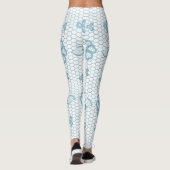 Niedlich Blue Floral Lace Einfach Leggings (Rückseite)
