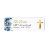 Niedlich Blue Flowers Erste heilige Kommune Adress (Vorne)