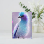 Niedlich Blue Fluffy Bird Graphic Postkarte (Stehend Vorderseite)