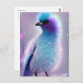 Niedlich Blue Fluffy Bird Graphic Postkarte (Vorne/Hinten)
