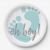 Niedlich Blue Footprints Baby Dusche Pappteller (Vorderseite)