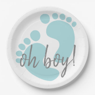Niedlich Blue Footprints Baby Dusche Pappteller