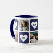 Niedlich Blue Foto Collage Liebe Herzliche Tasse (Vorderseite Links)