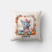 Niedlich Blue Fox Orange Pumpkin Kids Halloween Kissen (Vorderseite)