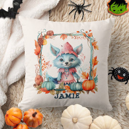 Niedlich Blue Fox Orange Pumpkin Kids Halloween Kissen