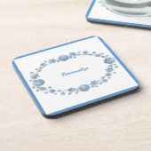 Niedlich Blue Frame Girl Personalisiert Getränkeuntersetzer (Linke Seite)