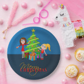 Niedlich Blue Frohe Weihnachts-Weihnachtsbaum Pappteller (Party)