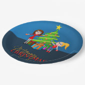 Niedlich Blue Frohe Weihnachts-Weihnachtsbaum Pappteller (Schrägansicht)