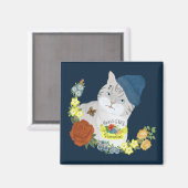 Niedlich Blue Gangster Kitty Cat Cartoon Illustrat Magnet (Vorderseite/Rückseite)