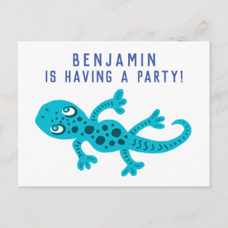 Niedlich Blue Gecko Lizard Geburtstagspartei Einladungspostkarte