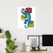 Niedlich Blue Gecko Reptile Lovers Poster (Heimbüro)