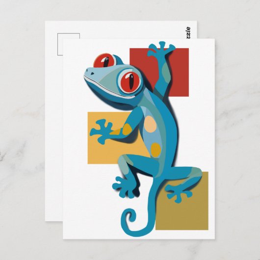 Niedlich Blue Gecko Reptile Lovers Postkarte (Vorne/Hinten)