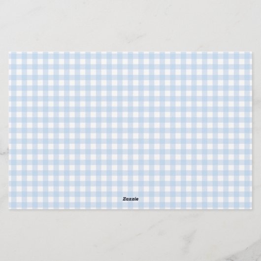 Niedlich Blue Gingham Bow Baby Vorhersagen Briefpapier (Rückseite)
