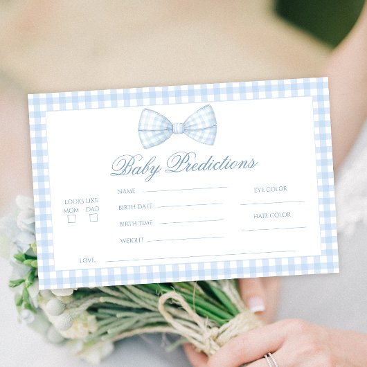 Niedlich Blue Gingham Bow Baby Vorhersagen Briefpapier