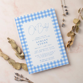 Niedlich-Blue-Gingham-Dusche Einladung
