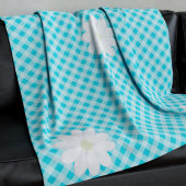 Niedlich Blue Gingham Karo Daisy Fleece Blanket