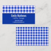 Niedlich Blue Gingham Kontrolliert Visitenkarte (Vorne/Hinten)