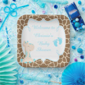 Niedlich Blue Giraffe Baby Dusche Pappteller (Party)