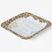 Niedlich Blue Giraffe Baby Dusche Pappteller (Gewinkelt)