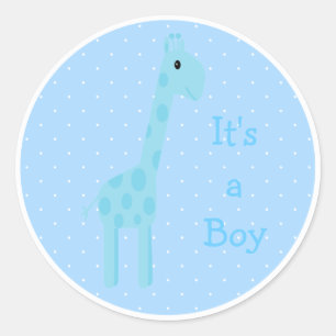 Niedlich Blue Giraffe ist ein junges neues Baby Runder Aufkleber
