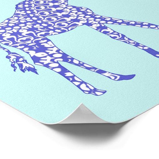 Niedlich Blue Giraffe Kids Poster (Ecke)