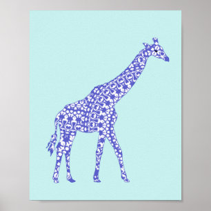 Niedlich Blue Giraffe Kids Poster