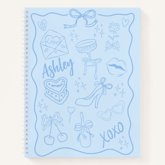Niedlich Blue Girly Trendy Notizblock (Vorderseite)