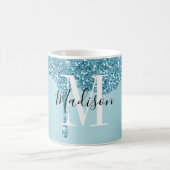 Niedlich-Blue-Glitzer-Monogramm-Kaffee-Tasse Kaffeetasse (Mittel)