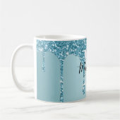 Niedlich-Blue-Glitzer-Monogramm-Kaffee-Tasse Kaffeetasse (Links)