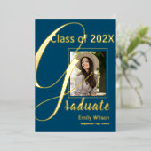 Niedlich Blue Gold Foto 2024 Graduate Ankündigung (Stehend vorne)