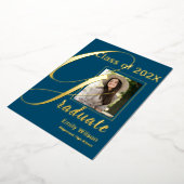 Niedlich Blue Gold Foto 2024 Graduate Ankündigung (Gedreht)