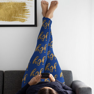 Niedlich Blue & Gold Joy Typografie Weihnachten Leggings