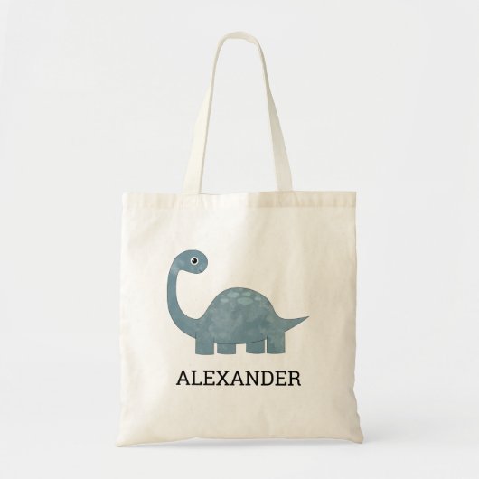 Niedlich Blue Gray Dinosaurier Personalisiert Tote Tragetasche (Vorne)
