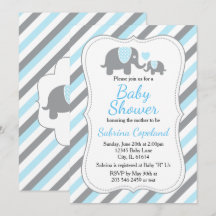 Niedlich Blue & Gray Stripe Elephant Babydusche