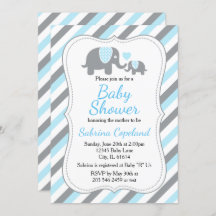 Niedlich Blue & Gray Stripe Elephant Babydusche