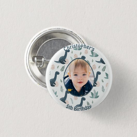 Niedlich Blue Green Dinosaur Benutzerdefiniertes F Button (Vorne & Hinten)