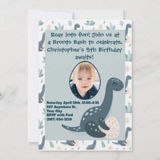Niedlich Blue Green Dinosaur Benutzerdefiniertes F Einladung