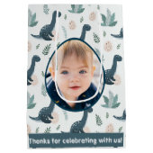 Niedlich Blue Green Dinosaur Benutzerdefiniertes F Mittlere Geschenktüte (Rückseite)