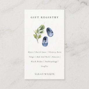 Niedlich Blue Green Leafy Geschenk Registry Baby D Begleitkarte
