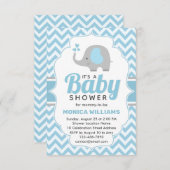 Niedlich Blue Grey Elephant Boy Baby Dusche Einladung (Vorne/Hinten)