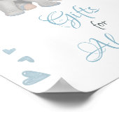 Niedlich Blue Grey Elephant Gifts Boy Baby Dusche  Poster (Ecke)