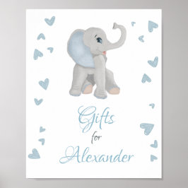 Niedlich Blue Grey Elephant Gifts Boy Baby Dusche Poster